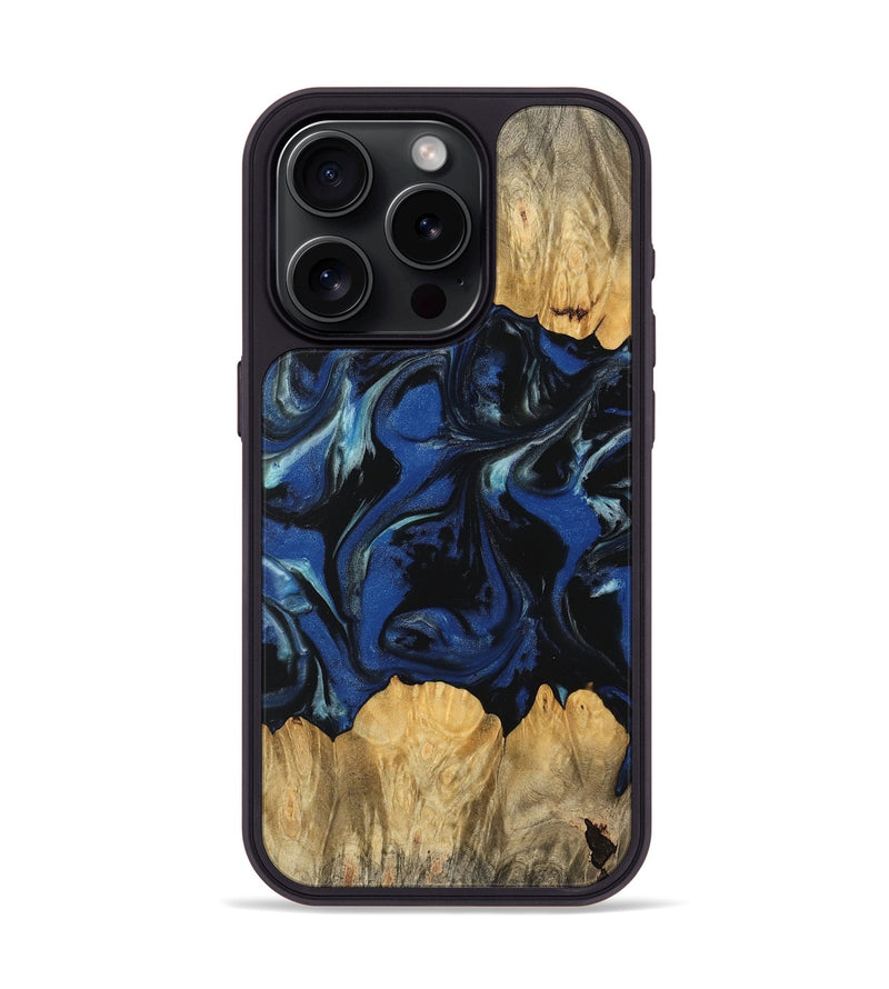 iPhone 15 Pro Wood Phone Case - Reva (Blue, 745555)