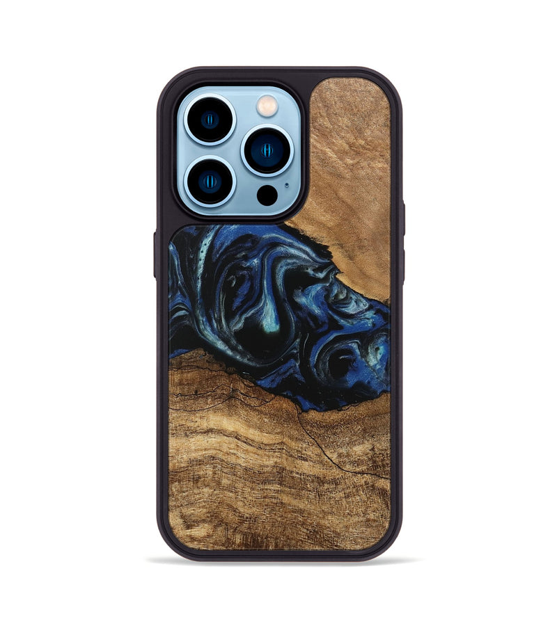 iPhone 14 Pro Wood Phone Case - Kadijah (Blue, 745556)