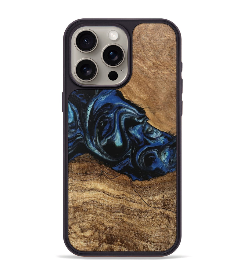 iPhone 15 Pro Max Wood Phone Case - Kadijah (Blue, 745556)