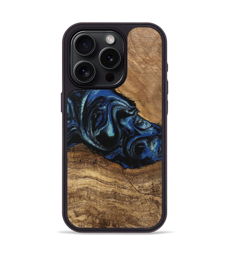 iPhone 15 Pro Wood Phone Case - Kadijah (Blue, 745556)