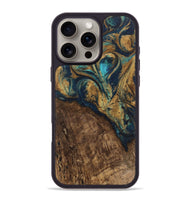 iPhone 16 Pro Max Wood Phone Case - Selah (Teal & Gold, 745576)