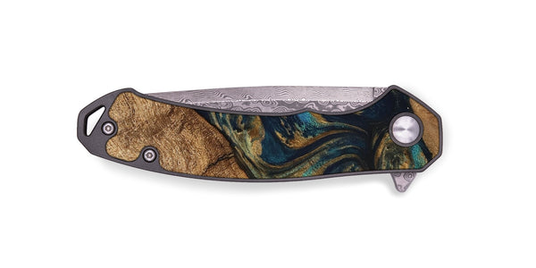 EDC Wood Pocket Knife - Andria (Teal & Gold, 745580)