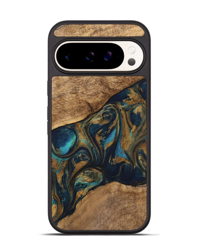 Pixel 9 Pro Wood Phone Case - Andria (Teal & Gold, 745580)