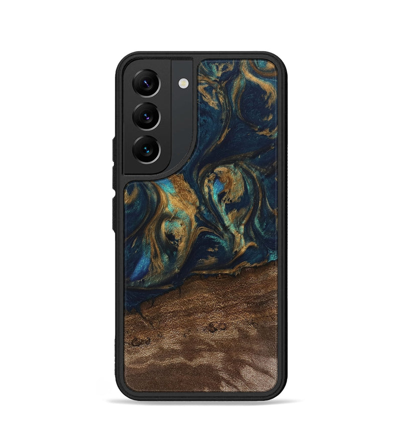 Galaxy S22 Wood Phone Case - Alida (Teal & Gold, 745594)