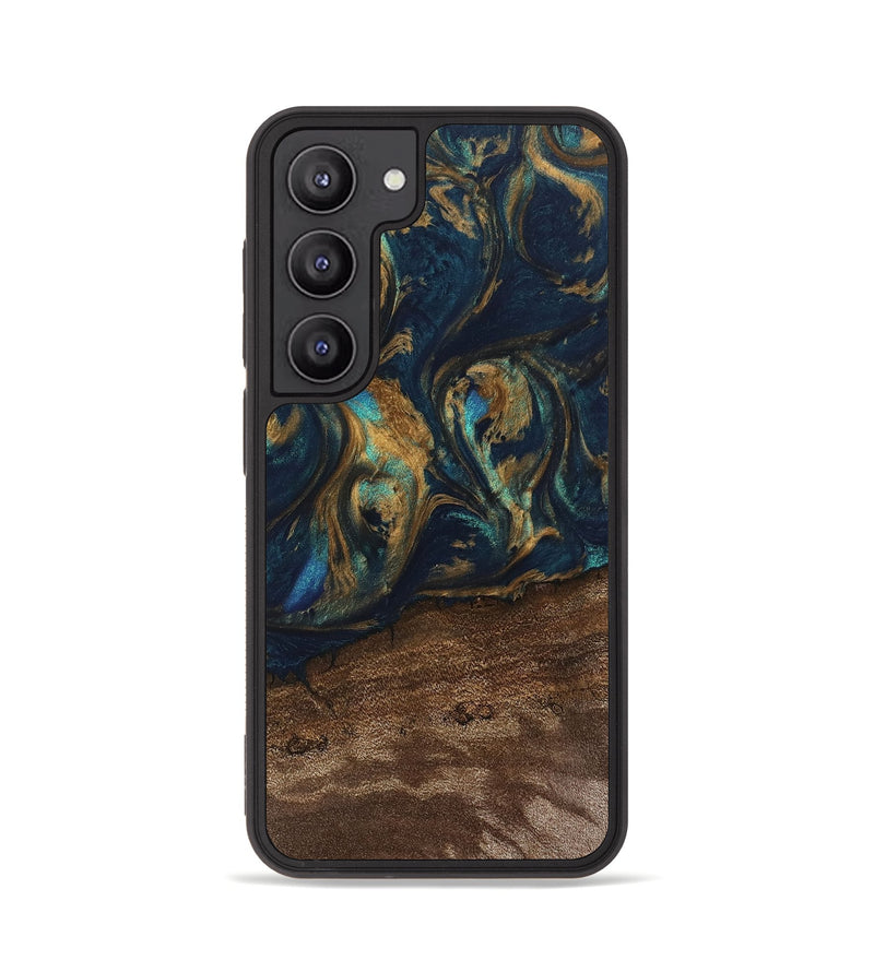 Galaxy S23 Wood Phone Case - Alida (Teal & Gold, 745594)