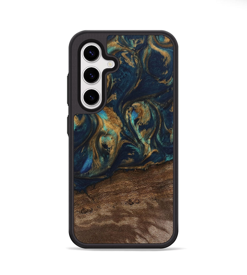 Galaxy S25 Plus Wood Phone Case - Alida (Teal & Gold, 745594)