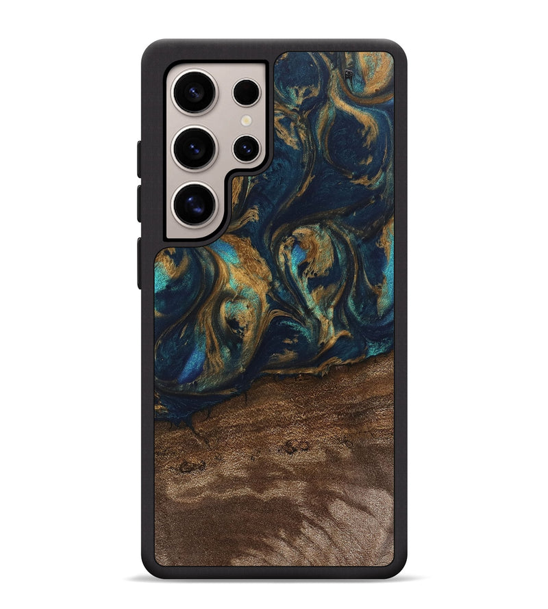 Galaxy S25 Ultra Wood Phone Case - Alida (Teal & Gold, 745594)