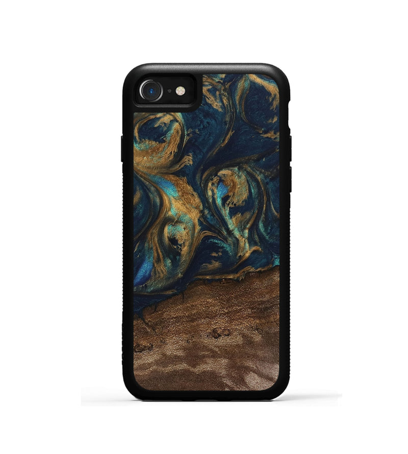 iPhone SE Wood Phone Case - Alida (Teal & Gold, 745594)