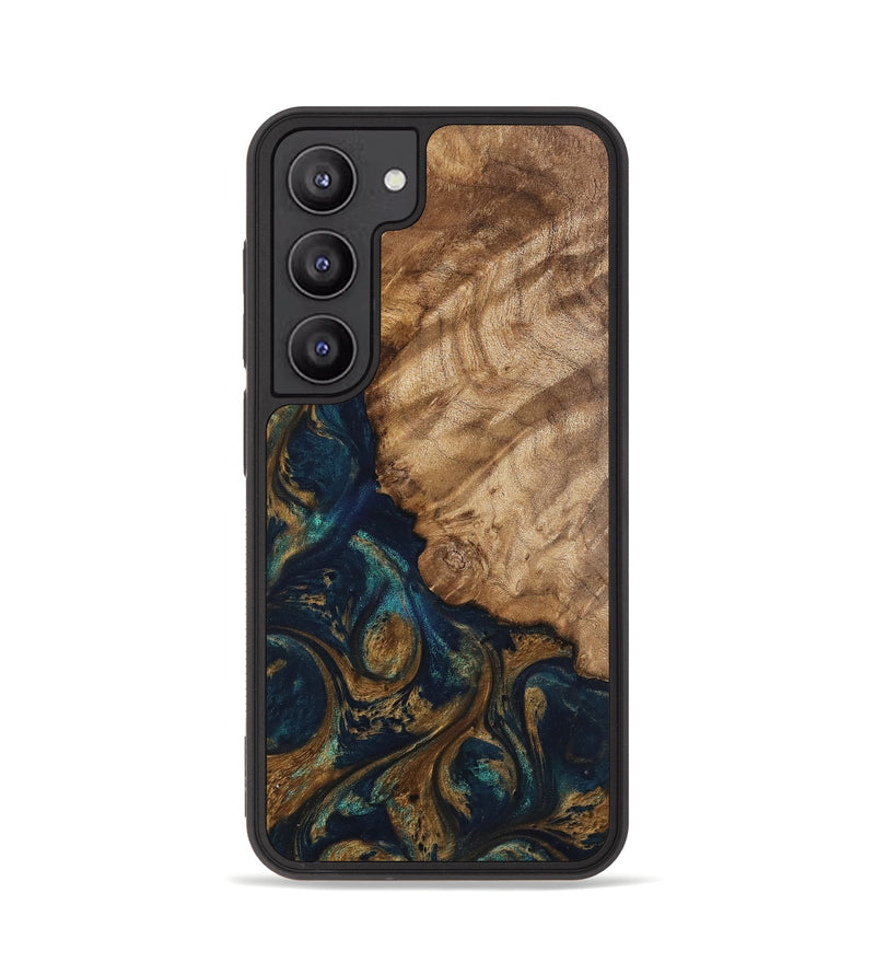 Galaxy S23 Wood Phone Case - Brittny (Teal & Gold, 745595)