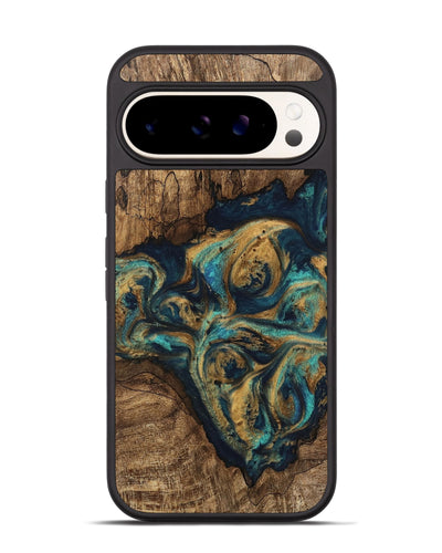 Pixel 9 Pro Wood Phone Case - Aleyna (Teal & Gold, 745600)