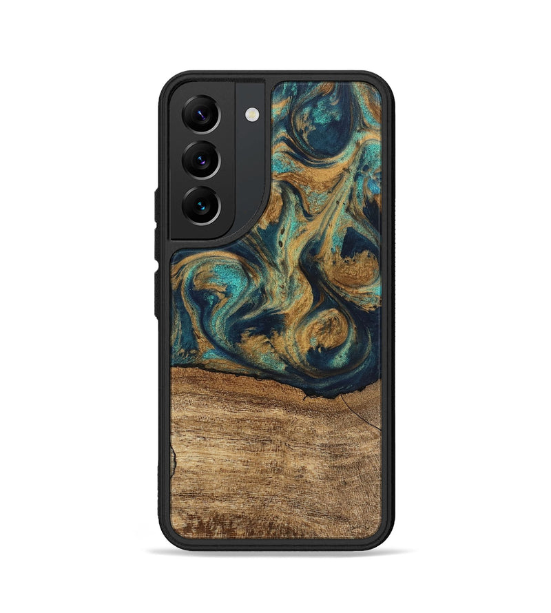 Galaxy S22 Wood Phone Case - Deirdre (Teal & Gold, 745601)