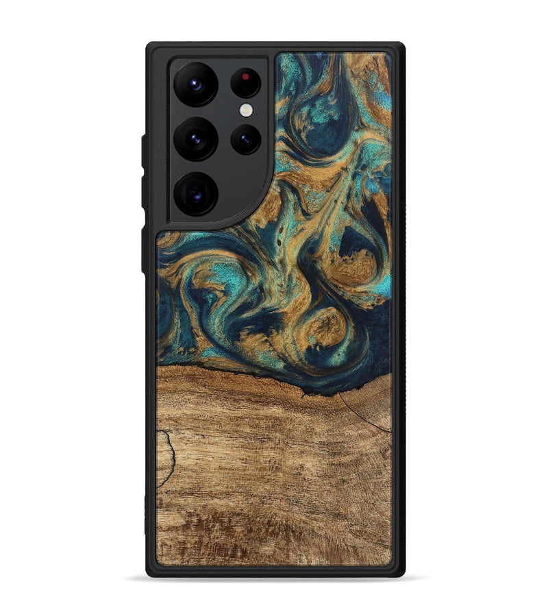 Galaxy S22 Ultra Wood Phone Case - Deirdre (Teal & Gold, 745601)