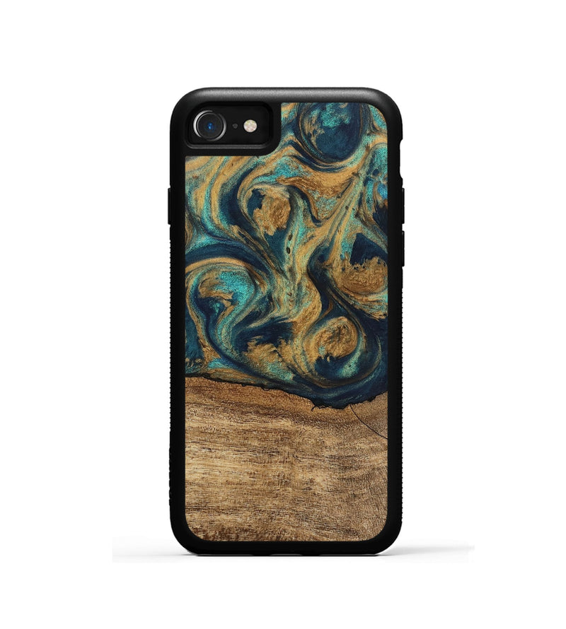 iPhone SE Wood Phone Case - Deirdre (Teal & Gold, 745601)