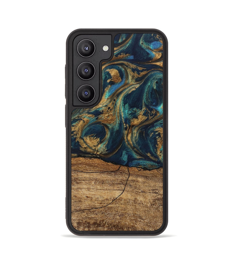 Galaxy S23 Wood Phone Case - Eloise (Teal & Gold, 745602)