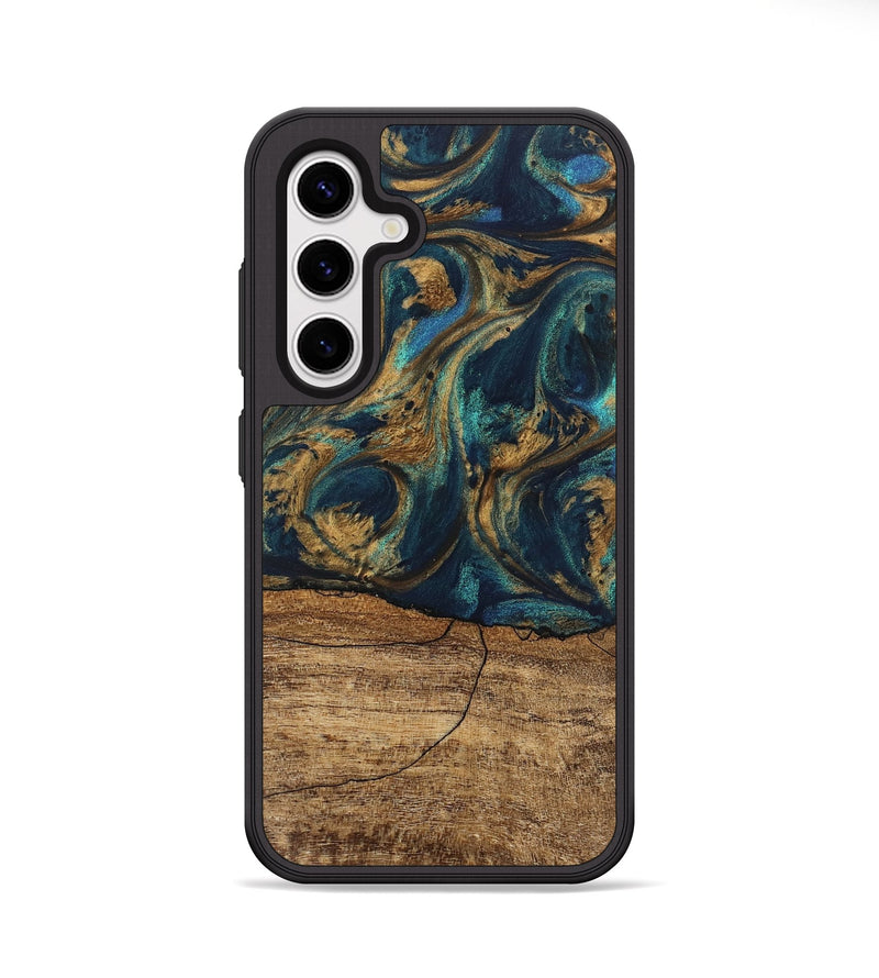 Galaxy S25 Plus Wood Phone Case - Eloise (Teal & Gold, 745602)