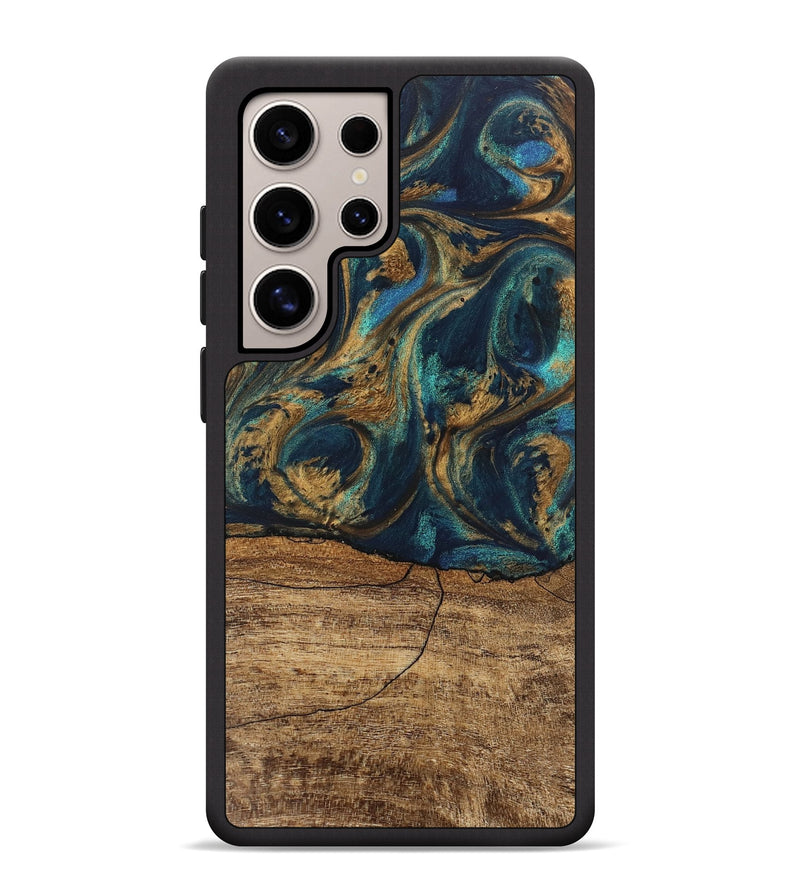 Galaxy S25 Ultra Wood Phone Case - Eloise (Teal & Gold, 745602)