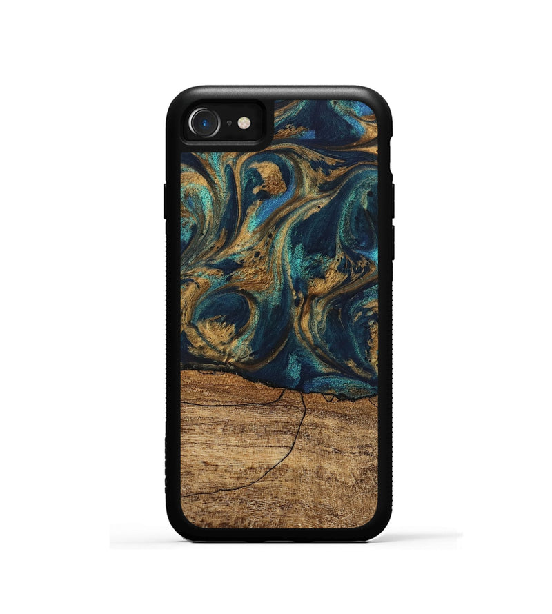 iPhone SE Wood Phone Case - Eloise (Teal & Gold, 745602)