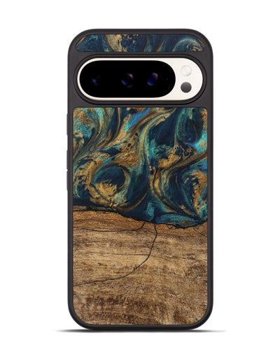 Pixel 9 Pro Wood Phone Case - Eloise (Teal & Gold, 745602)