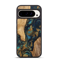 Pixel 9 Pro Wood Phone Case - Janice (Teal & Gold, 745605)