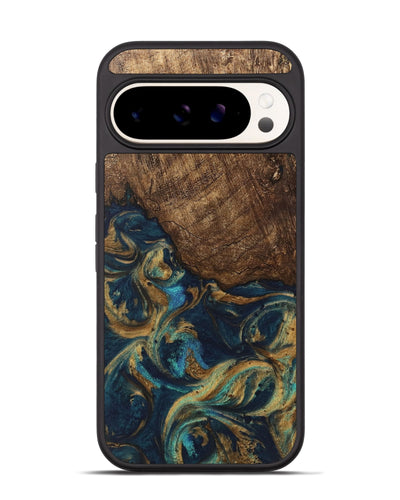 Pixel 9 Pro Wood Phone Case - Alonso (Teal & Gold, 745609)