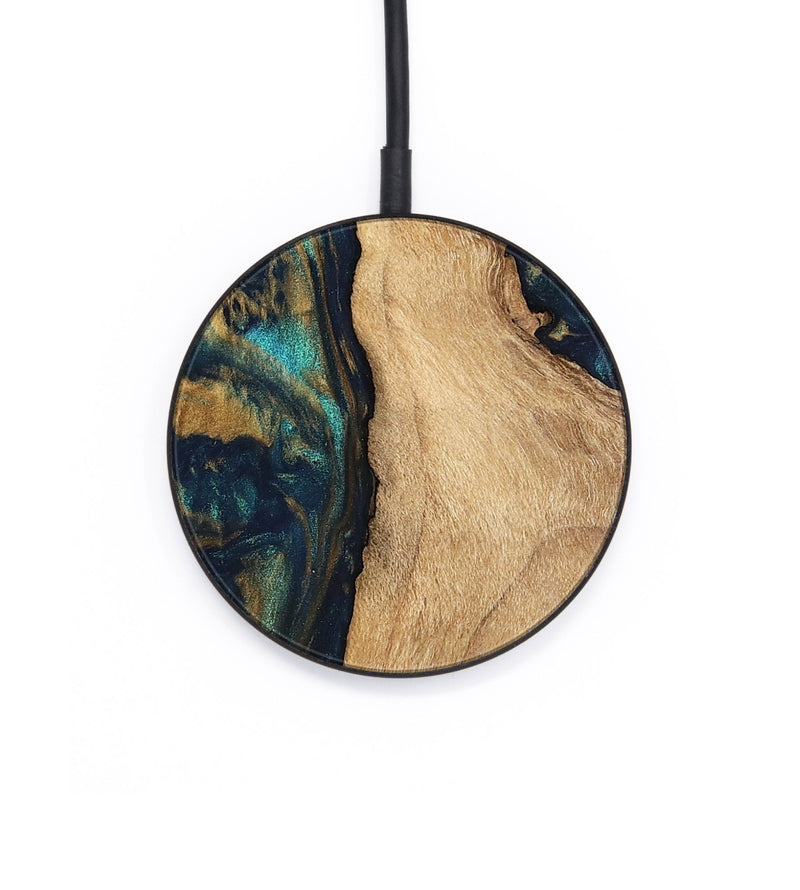 Circle Wood Wireless Charger - Deonte (Teal & Gold, 745613)