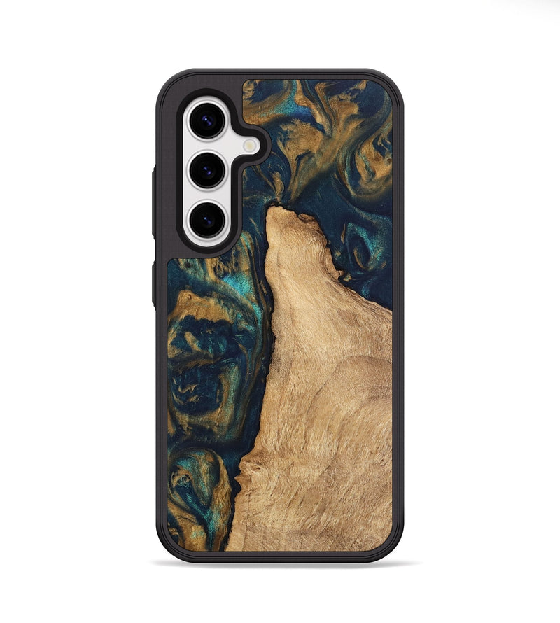 Galaxy S25 Plus Wood Phone Case - Deonte (Teal & Gold, 745613)