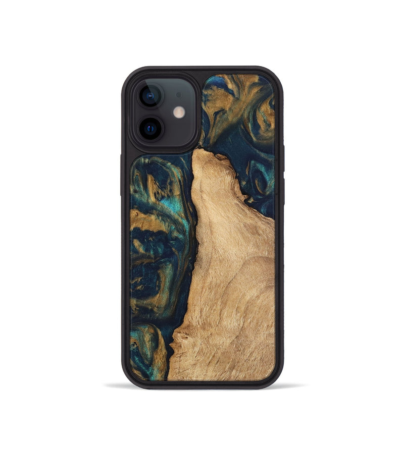 iPhone 12 mini Wood Phone Case - Deonte (Teal & Gold, 745613)