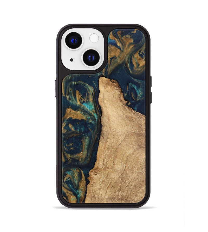 iPhone 13 Wood Phone Case - Deonte (Teal & Gold, 745613)