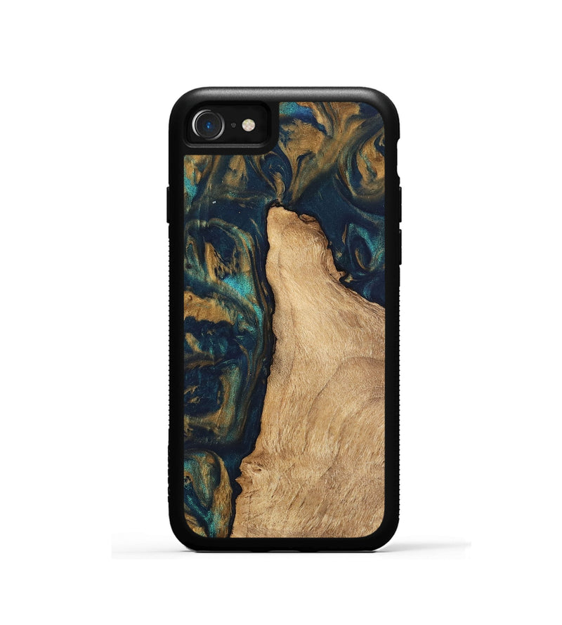 iPhone SE Wood Phone Case - Deonte (Teal & Gold, 745613)