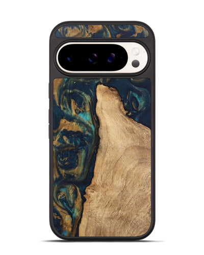 Pixel 9 Pro Wood Phone Case - Deonte (Teal & Gold, 745613)