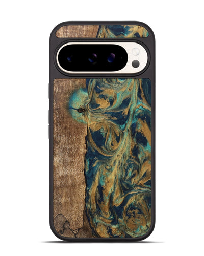 Pixel 9 Pro Wood Phone Case - Fay (Teal & Gold, 745617)