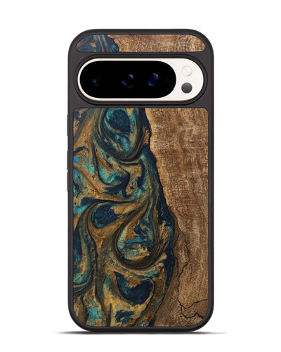 Pixel 9 Pro Wood Phone Case - Denny (Teal & Gold, 745618)