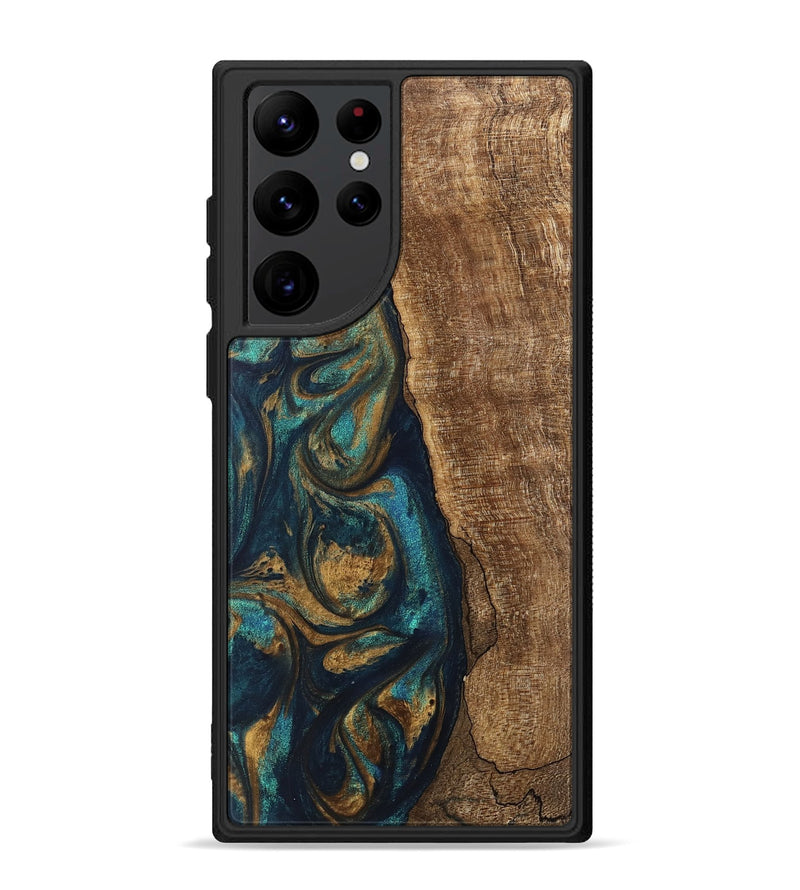 Galaxy S22 Ultra Wood Phone Case - Jadon (Teal & Gold, 745620)