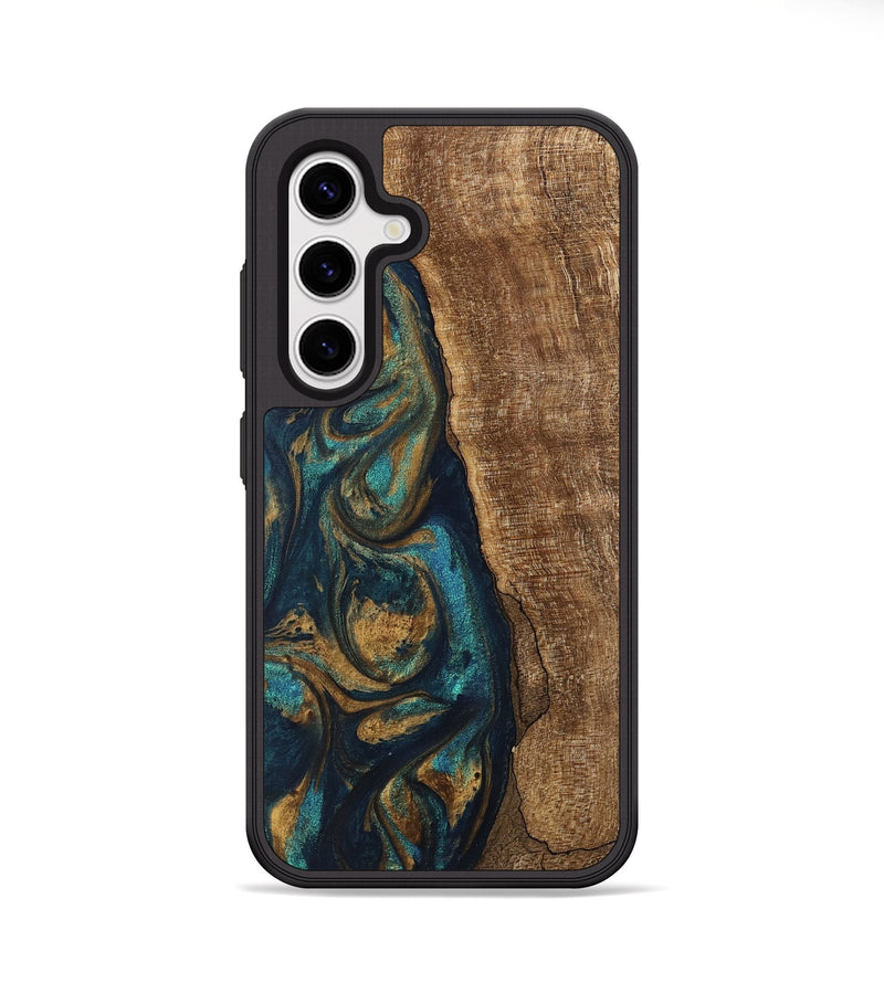 Galaxy S25 Plus Wood Phone Case - Jadon (Teal & Gold, 745620)