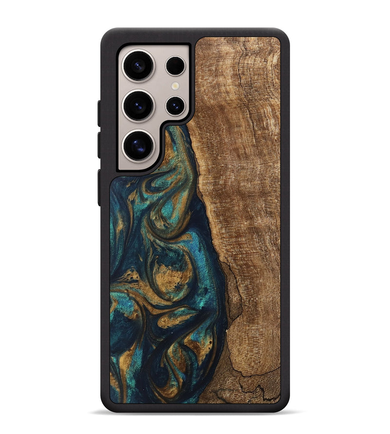 Galaxy S25 Ultra Wood Phone Case - Jadon (Teal & Gold, 745620)