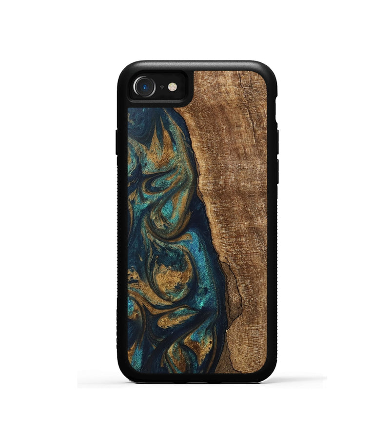 iPhone SE Wood Phone Case - Jadon (Teal & Gold, 745620)