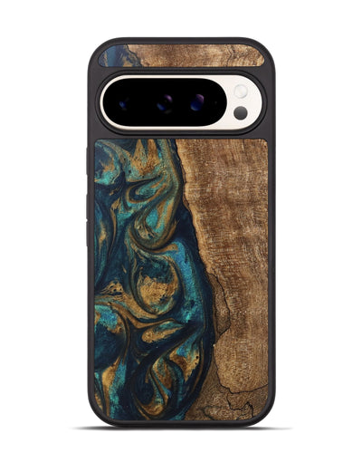 Pixel 9 Pro Wood Phone Case - Jadon (Teal & Gold, 745620)