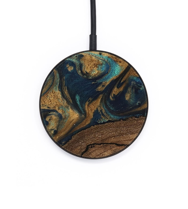 Circle Wood Wireless Charger - Nestor (Teal & Gold, 745622)