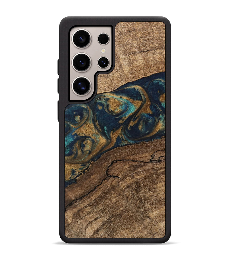 Galaxy S25 Ultra Wood Phone Case - Nestor (Teal & Gold, 745622)