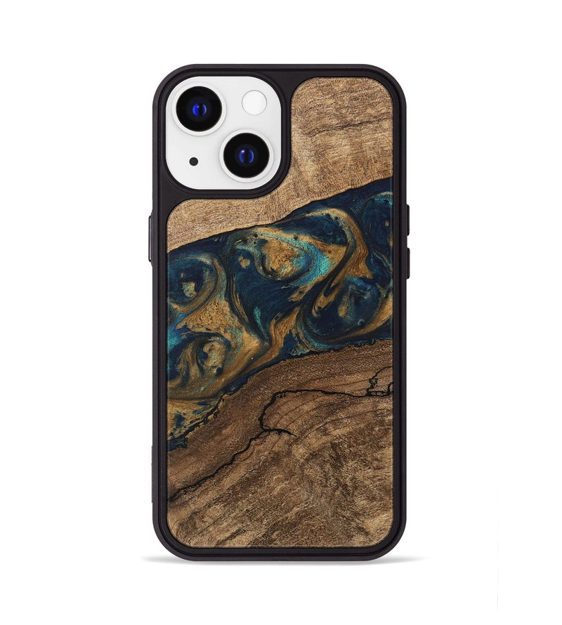 iPhone 13 Wood Phone Case - Nestor (Teal & Gold, 745622)