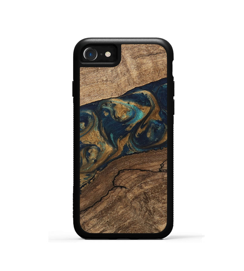 iPhone SE Wood Phone Case - Nestor (Teal & Gold, 745622)