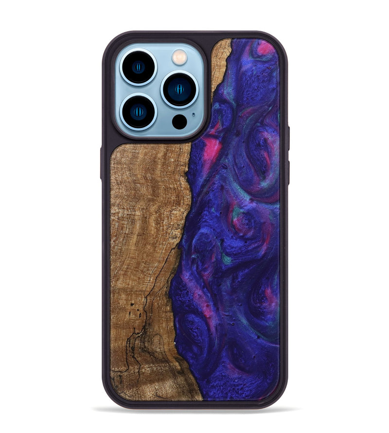 iPhone 14 Pro Max Wood Phone Case - Curley (Purple, 745625)