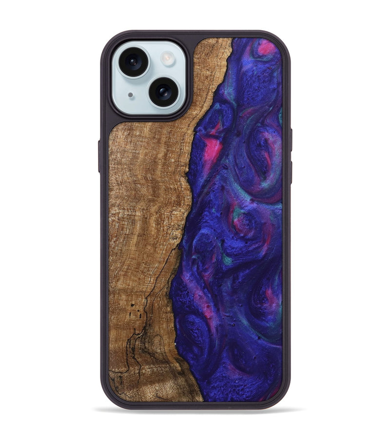 iPhone 15 Plus Wood Phone Case - Curley (Purple, 745625)