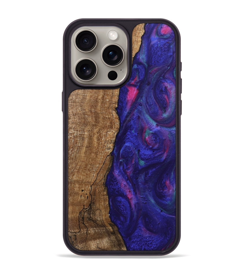 iPhone 15 Pro Max Wood Phone Case - Curley (Purple, 745625)