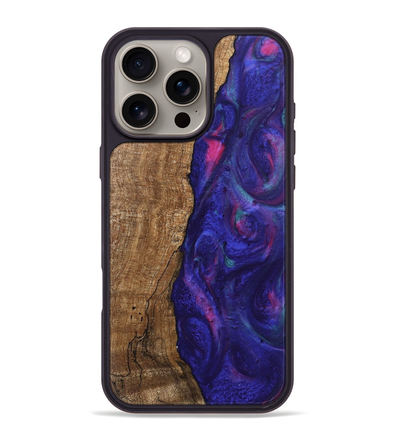 iPhone 16 Pro Max Wood Phone Case - Curley (Purple, 745625)