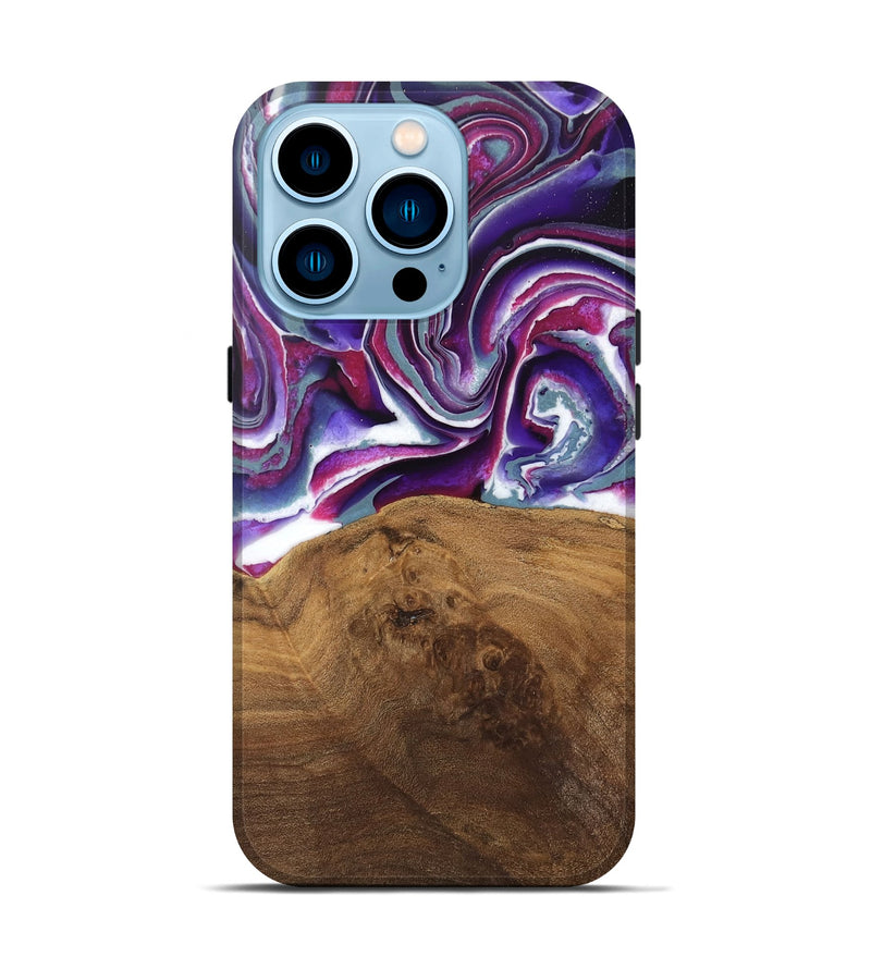 iPhone 14 Pro Wood Live Edge Phone Case - Shawna (Purple, 745665)