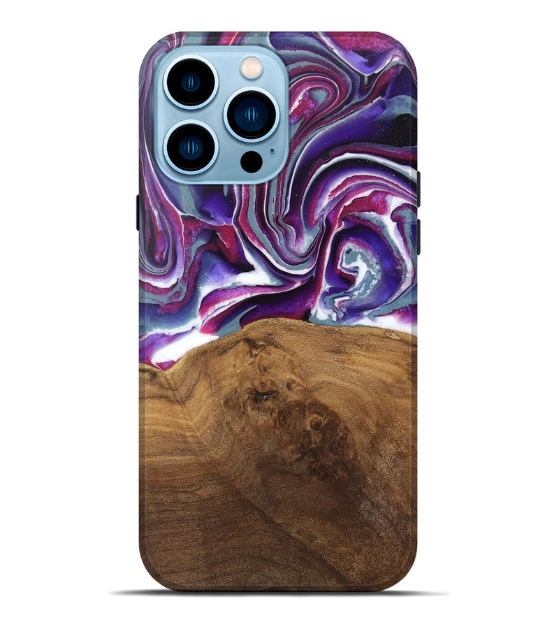 iPhone 14 Pro Max Wood Live Edge Phone Case - Shawna (Purple, 745665)