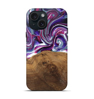 iPhone 15 Wood Live Edge Phone Case - Shawna (Purple, 745665)