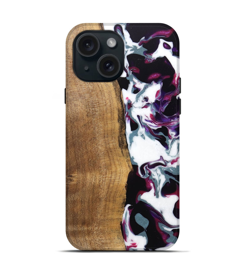 iPhone 15 Wood Live Edge Phone Case - Retta (Purple, 745666)