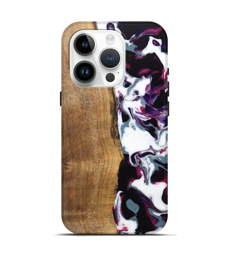 iPhone 15 Pro Wood Live Edge Phone Case - Retta (Purple, 745666)